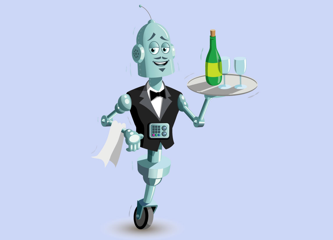 Robot Waiter Bringing Sparkling Water