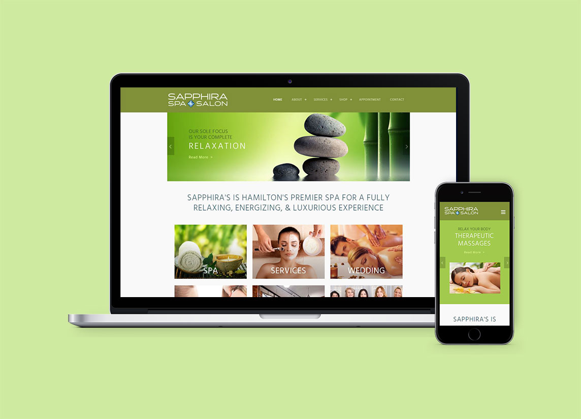 Sapphira Spa Website on a Laptop and Mobile Device